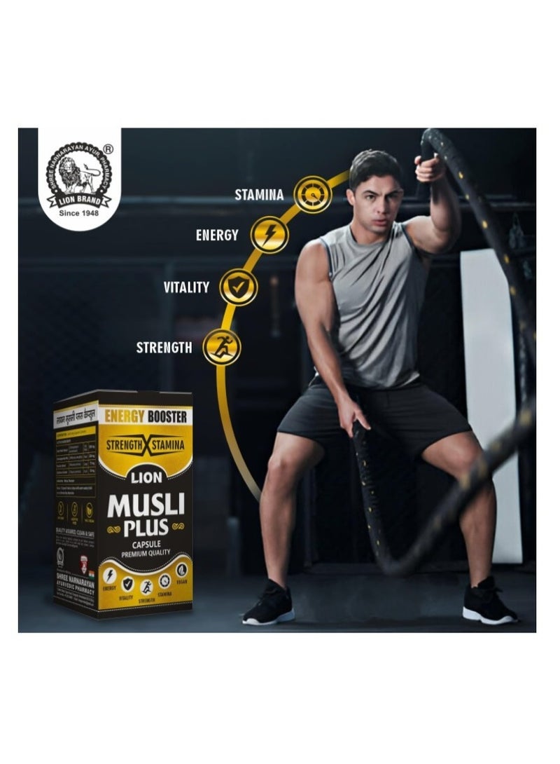 Lion Musli Plus Capsules 60’s – Ayurvedic Vitality & Stamina Booster - Image 2